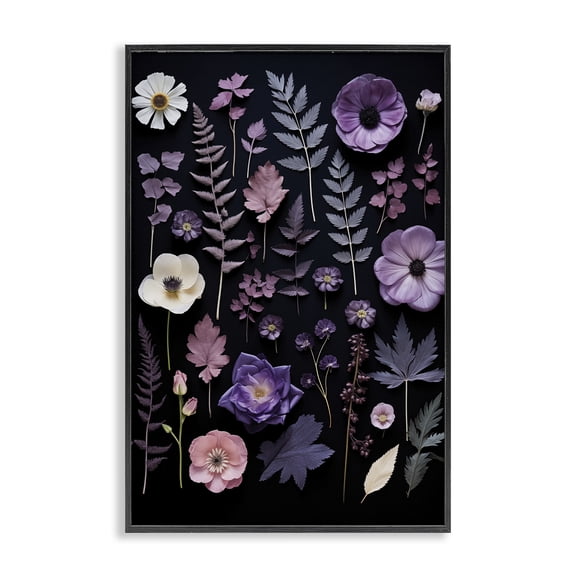 Stupell Industries Mixed Purple Toned Flowers Floral Painting Black Framed Art Print Wall Art, 12 x 18