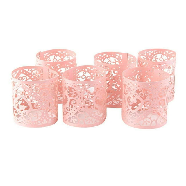 Advancent Paquete de 6 elegantes envoltorios de velas rosas con luz parpadeante para momentos románticos, papel creativo y moderno. Iluminación navideña