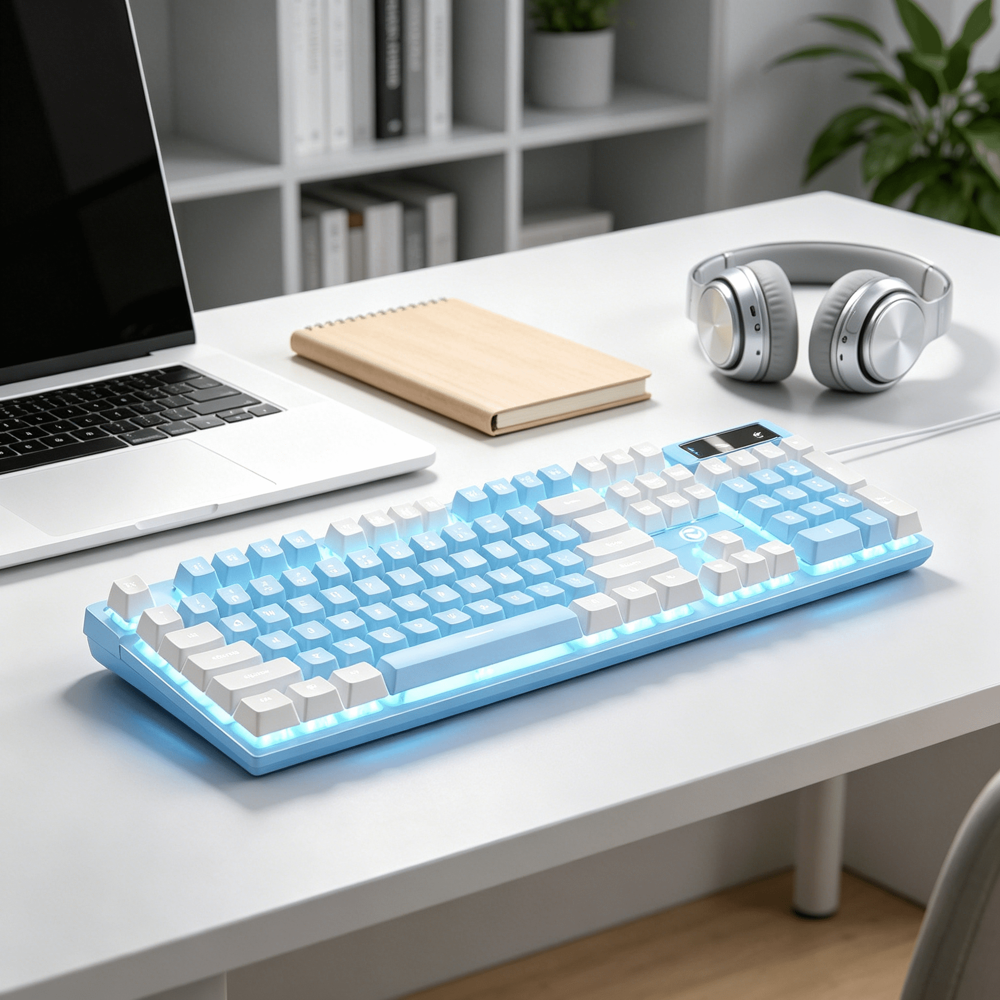 GJX 2026 New Gaming Keyboard,Ergonomic Mechanical Feel Usb Wired Keyboard,Slim Led Backlit Floating Design Spill-Resistant Abs Keycaps Rgb Media Controls,Blue
