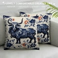 thumbnail image 3 of Wuche Chinoiserie Blue And White Porcelain Lumbar Throw Pillow Covers Canvas Pillow Case Vintage Chinese Style Oriental Floral Pattern Cushion Covers Farmhouse for Couch Living Room Holiday Decor, 3 of 5