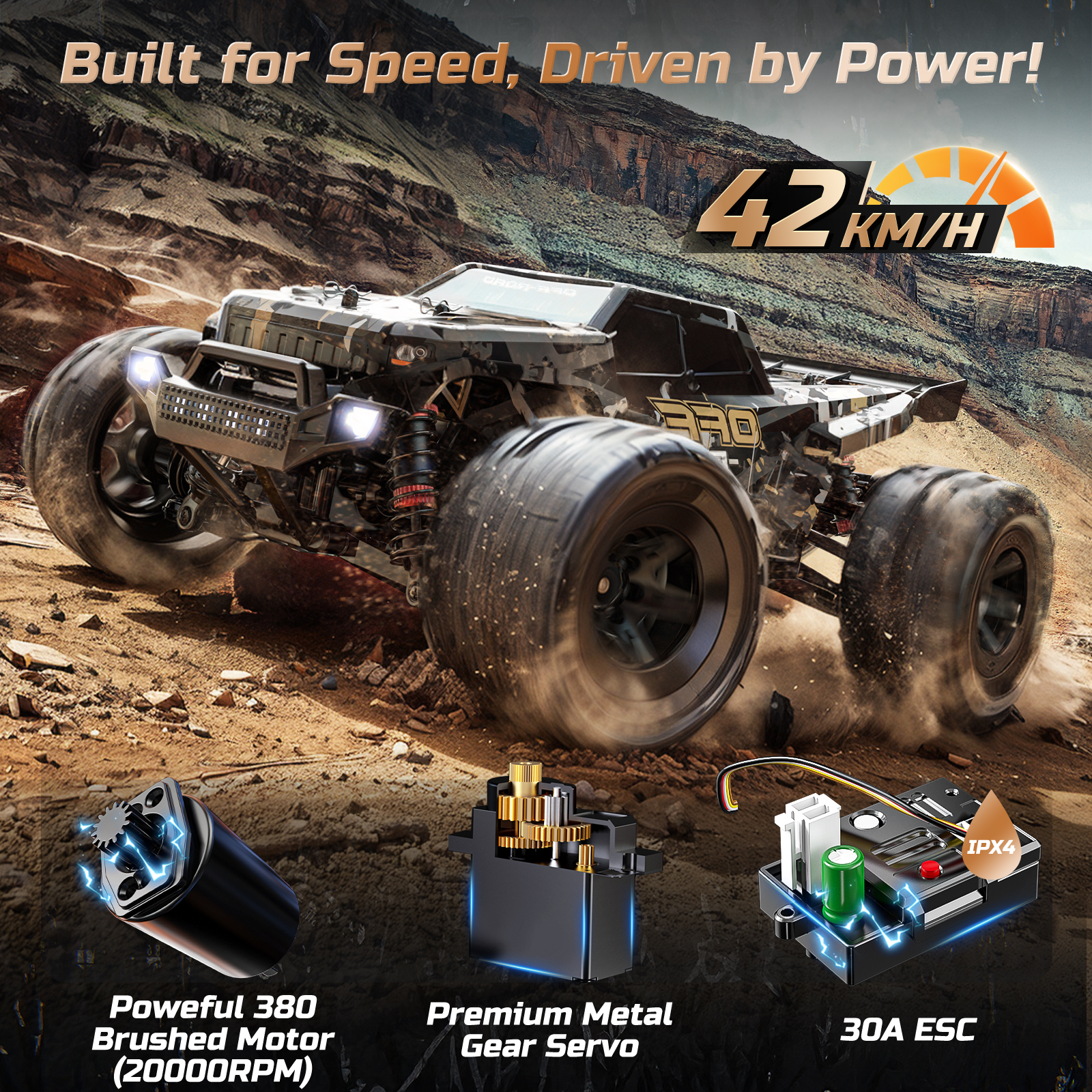 Deerc 9309E 4WD High-Speed RC Monster Truck photo 3