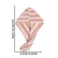 thumbnail image 3 of Leodye 1PCS Striped Fleece Hair Drying Towel, Thick High Absorbent Texture, Quick Dry Hair Wrap for Women Shower Daily Use -25.6×9.8×0.79in, 3 of 6