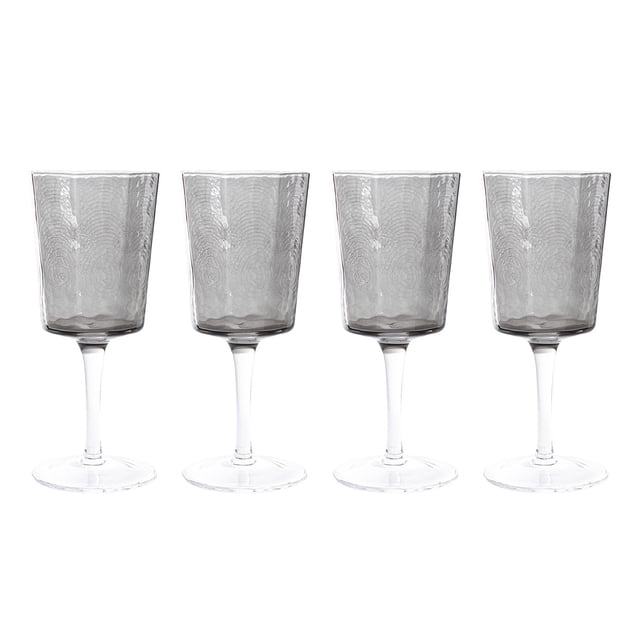 Set de Copas de Vidrio Crown Baccara 4 piezas 240 ml Nadin Gris Humo