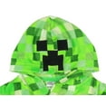 thumbnail image 4 of Minecraft Men's Pixelated Creeper Soft Fleece Hooded Dressing Gown Bathrobe, 4 of 7