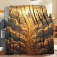 thumbnail image 3 of Golden Clouds Egg-Shaped Flannel Blanket - Van Gogh-Inspired Art, All-Season Soft Bedspread for Adults &, Cozy Travel/Camping/Nap Throw, Decorative Gift (Golden/Green/Brown) - Contemporary Bed Cover,, 3 of 10