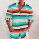thumbnail image 1 of Camisa con botones y cuello estampado retro con patrón geométrico cuadrado para hombre, ropa informal de calle cómoda y suave, de talla grande, 1 of 6