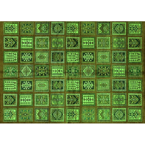 Ahgly Company Indoor Rectangle Southwestern Green Country Area Rugs, 2' x 3'