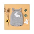 thumbnail image 2 of Arvbitana Baby Girls Easter Knitted Romper Cartoon Rabbit Print Button Closure Wide Strap Bodysuit Adjustable Jumpsuit Tops for Infant 3-24M, 2 of 9