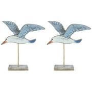 2 PCS Seabird Ornament Seagull Sculpture Indoor Decoration Office Decore Home Garden Statue Nautical Table