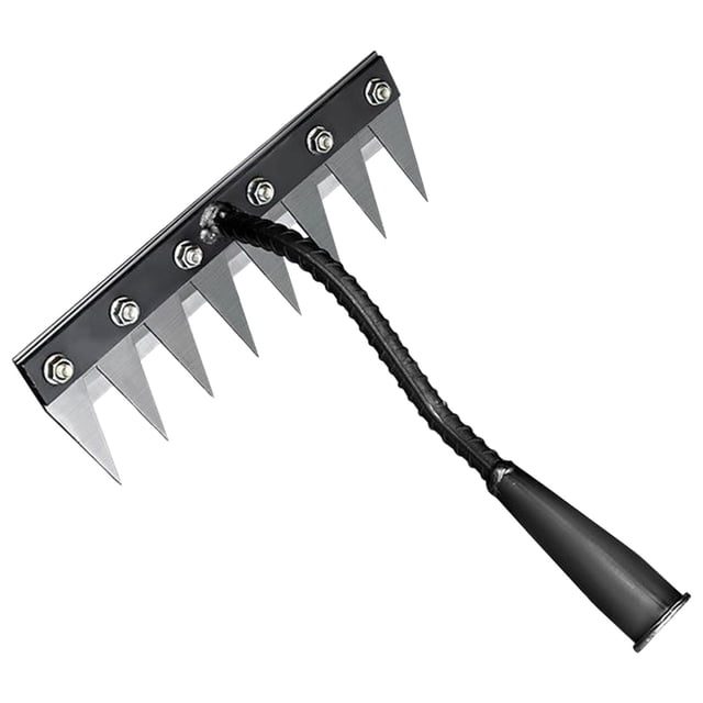 1 Pcs Garden Weeding Rake,Metal Weeding Rake,Small Weeding Rake,Garden Teeth-Shape Weeding and Leaves Removal Tools,Heavy-Duty Metal Weedings Rake,Portable Rakes for Gardening and Weedings,8 Teeth