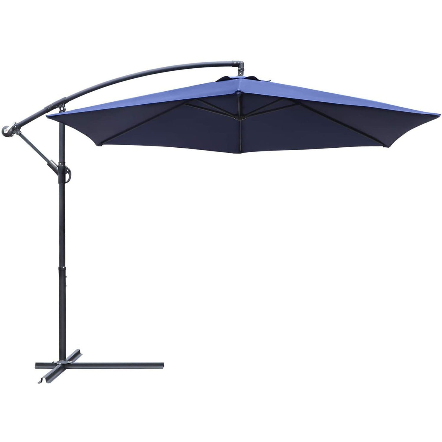 Devoko 10' Patio Offset Cantilever Umbrella Outdoor Market Hanging with Crank & Cross Base Dark Blue