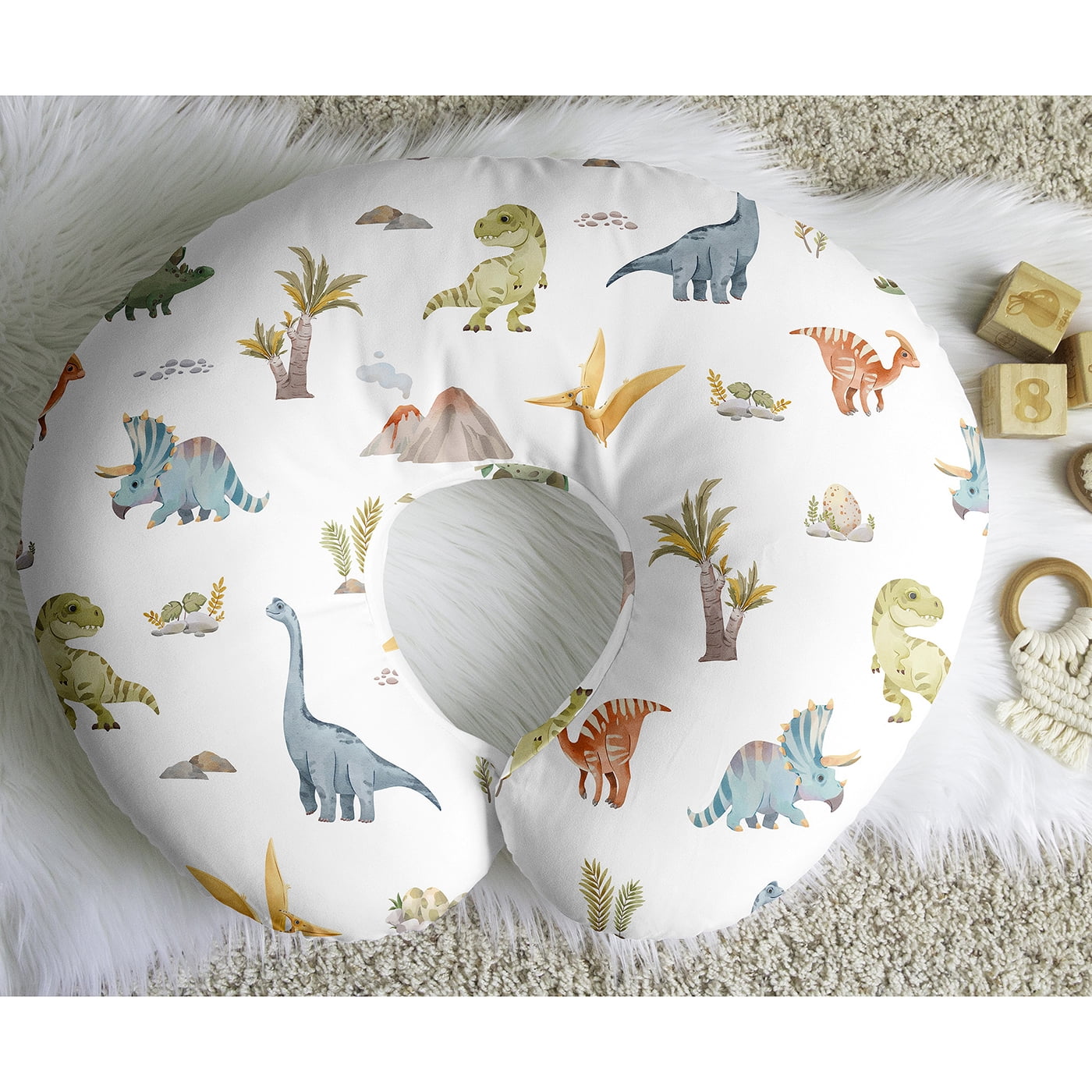 Sweet Jojo Designs Watercolor Dinosaur Dino Boy Nursing Pillow Cover Case (Pillow Not Included)