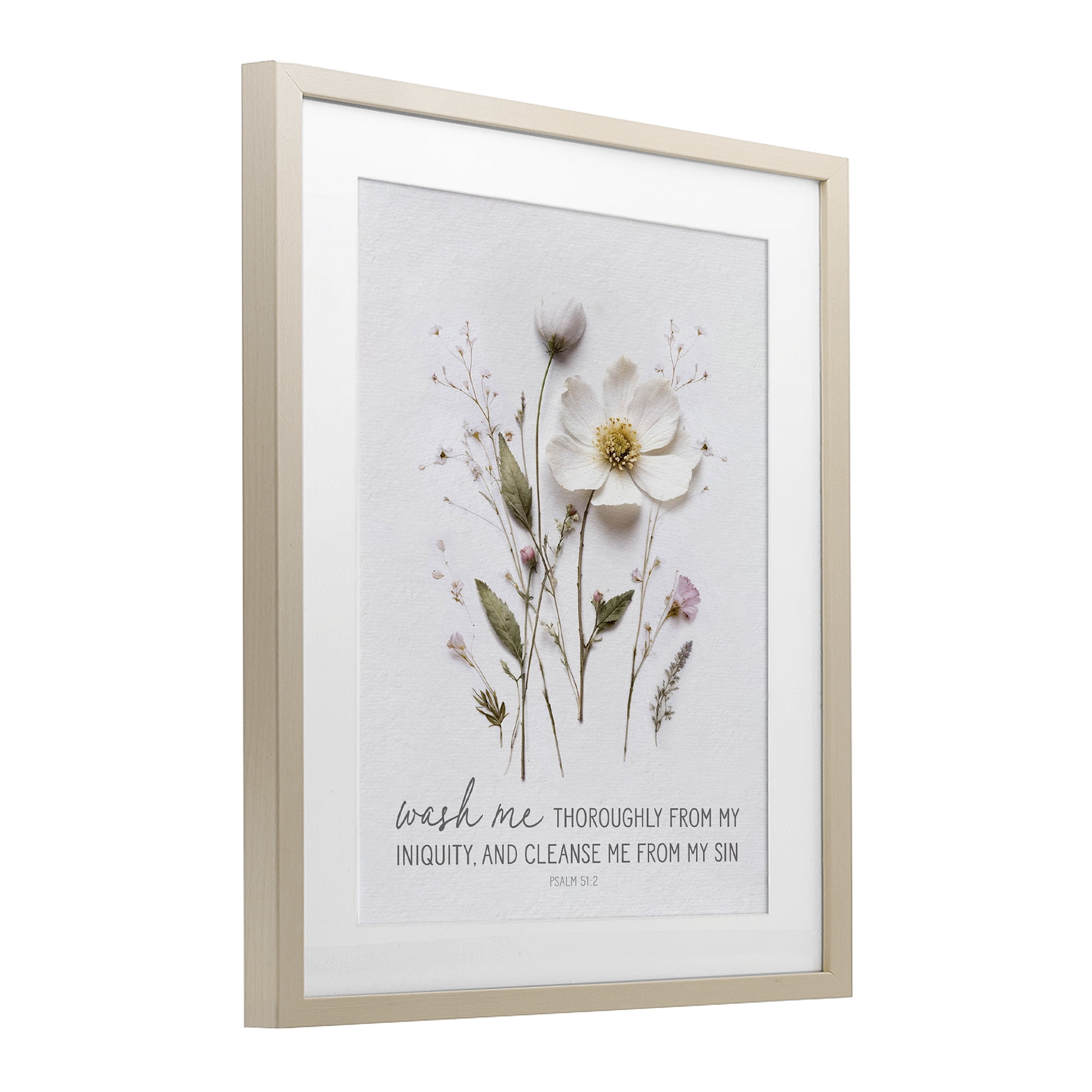 Pressed Flower Proverb Birch Framed Print Under Glass, design by Lettered and Lined