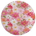 thumbnail image 3 of Floral Colorful Flower Soft Bedroom Round Area Rug, Washable Cute Nursery Circle Throw Mat, Non-Slip Contemporary Small Low Pile Floor Carpet for Dorm Bedside, 3 of 6