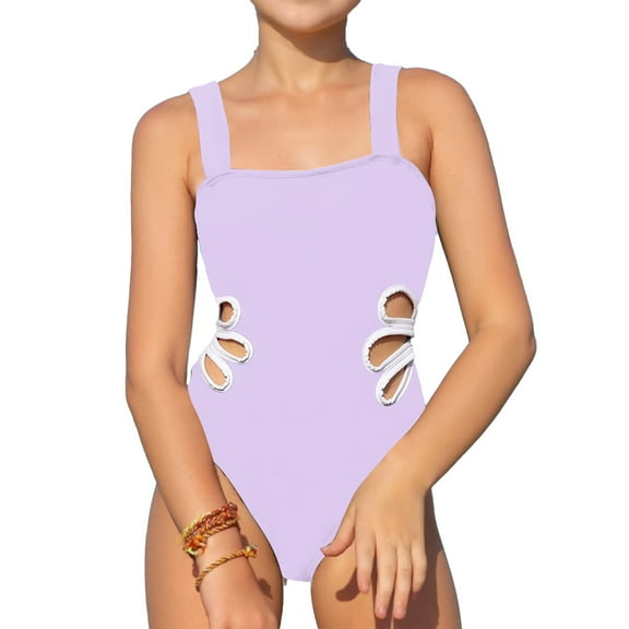 Swimsuit Solid Girls One Piece Swimsuit Kids Bathing Suits for Teenagers 11-12 Years Girls Fashion