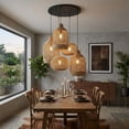 thumbnail image 6 of LittleGlovo Bohemian Rattan Pendant Light Fixture 5-Light Woven Rope Chandelier, 6 of 15