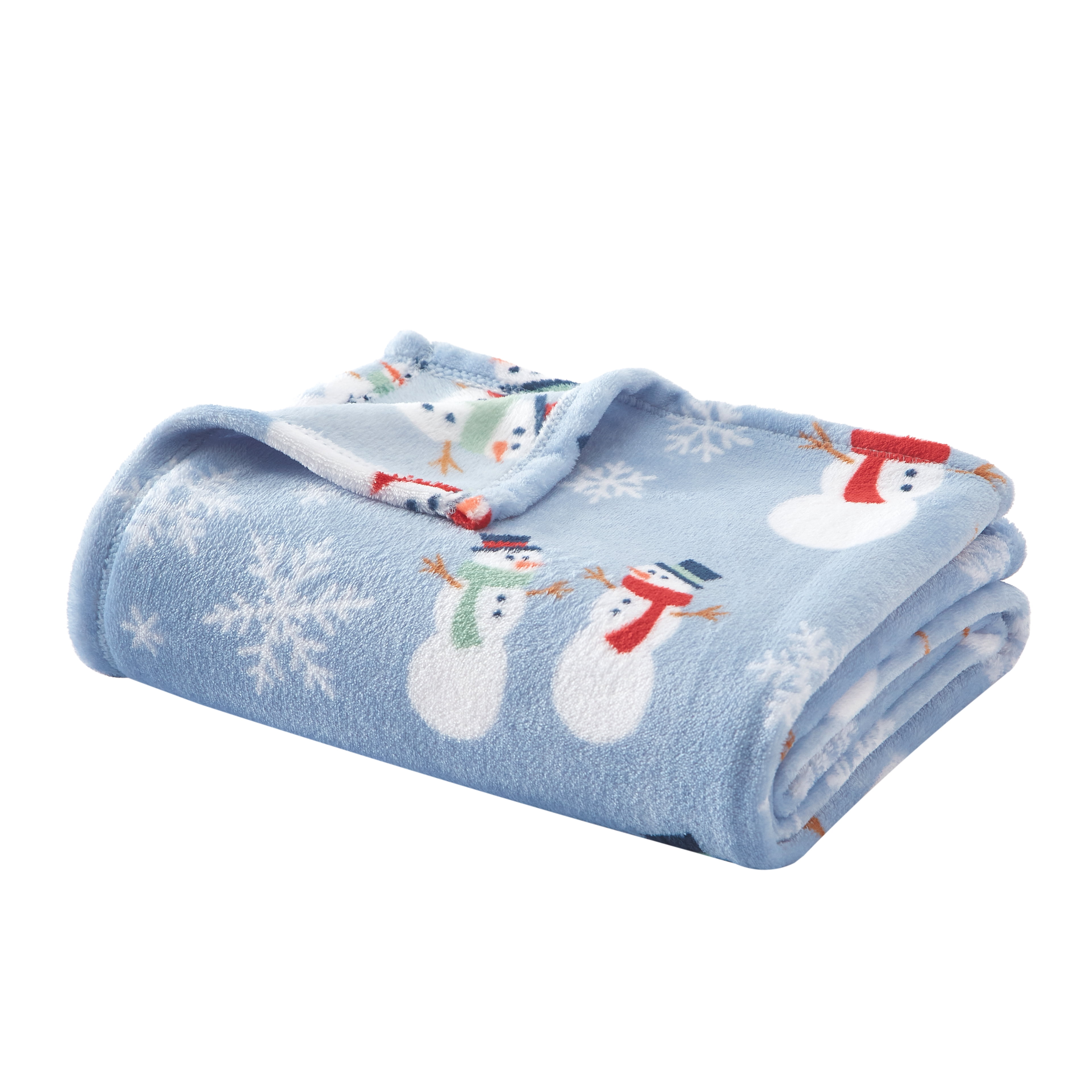 Holiday Time Cozy Christmas Plush Snowman Throw Blanket, Standard Size , All Ages