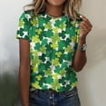 thumbnail image 2 of Wang6 Womens Short Sleeve St Patricks Day T-Shirt Plus Size Summer Irish Shamrock Printed Tops Causal Crew Neck Loose Saint Graphic Tees Shirts Y_White XL, 2 of 4