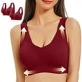 thumbnail image 2 of Fatuov T-Shirt Bras for Women Plus Size Full Coverage Breathable Everyday Bras for Work Seamless Push Up Bralette No Underwire, 2-Pack, Red, 40C, 2 of 5