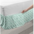 thumbnail image 2 of Teal and White Bed Skirt, Old Fashioned Abstract Mosaic Design Elements with Floral Details, Elastic Bedskirt Dust Ruffle Wrap Around for Bedding Decor, 4 Sizes, Mint Green White, by Ambesonne, 2 of 2