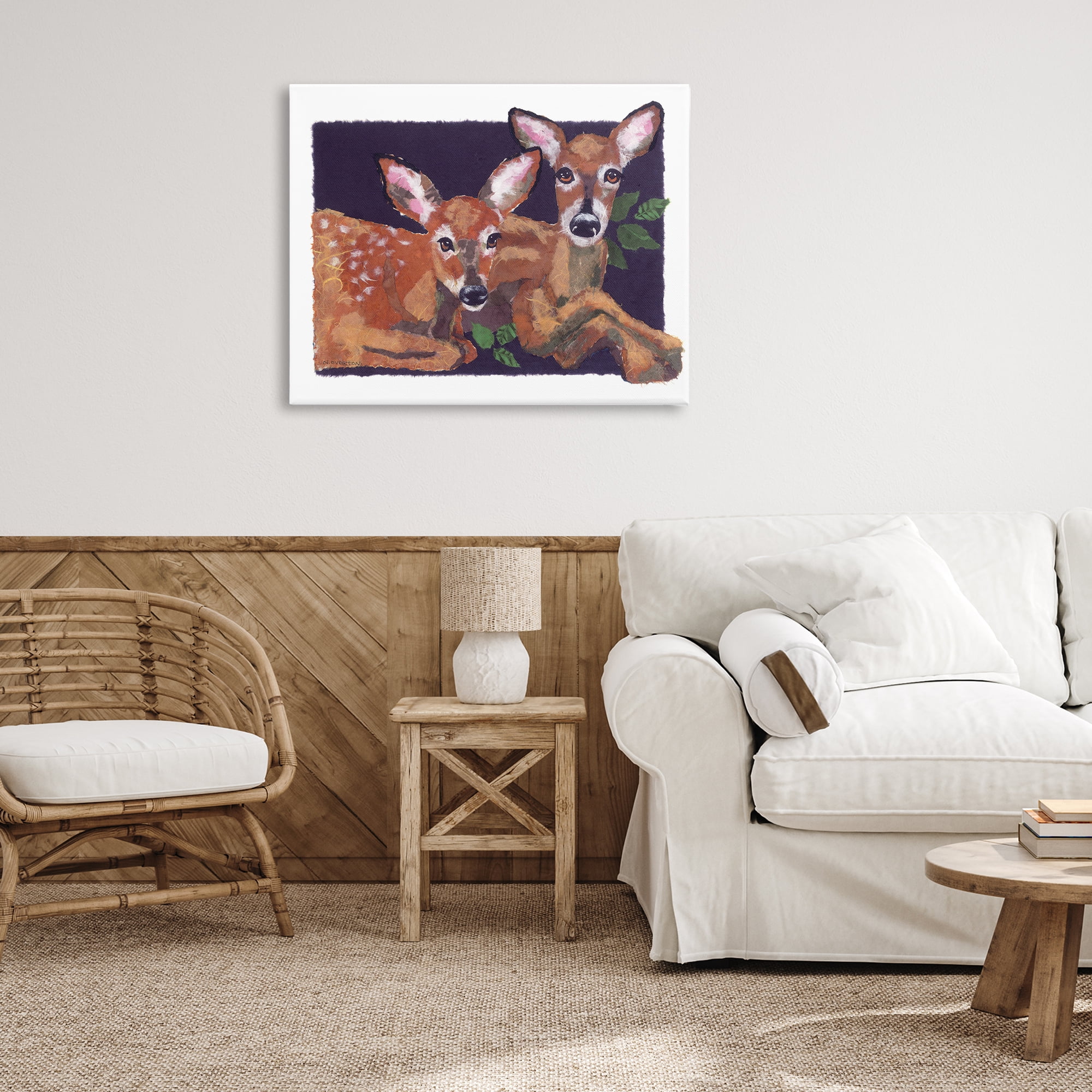 Stupell Industries Fawn Siblings Portrait Animals & Insects Painting Gallery Wrapped Canvas Art Print Wall Art, 40 x 30