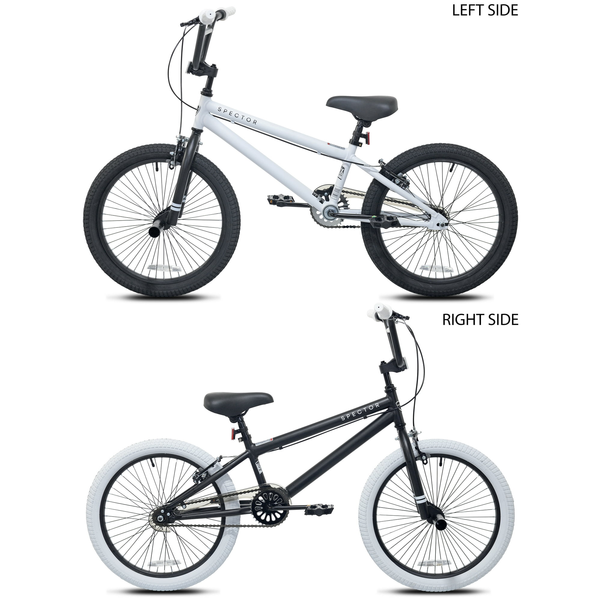 20" Kent Bicycles Spector BMX Bicycle, Fits Rider 4'2" - 5', Black/White, Child/Tween/Teen, Unisex
