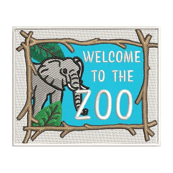 Welcome to the Zoo Elephant Embroidered DIY Iron on or Sew-on Decorative Patch Badge Emblem Appliques Pet Animal Love Zoo Aquarium Series