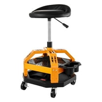 VEVOR Rolling Shop Stool, Heavy-Duty Pneumatic Garage Seat with 300 lbs Capacity, Adjustable Height Roller Creeper Seat, 360° Swivel Padded Workshop Stool with Casters