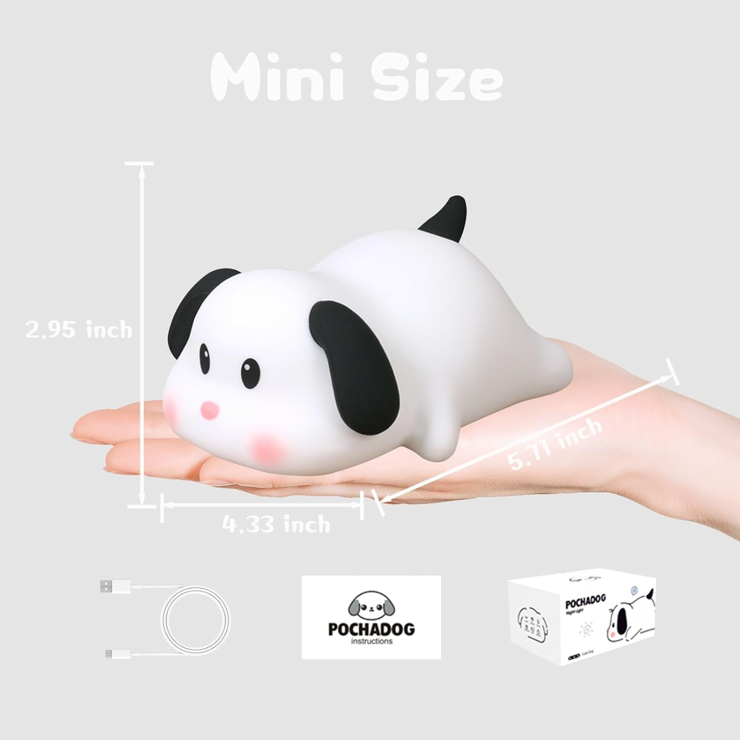 Night Light for Kids, Cute Silicone Puppy Squishy Night Light, 3 Levels Dimmable LED Dog Lamp with Timer, Rechargeable Baby Nursery Light, Unique Gifts for Boys Girls
