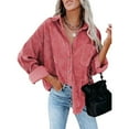 thumbnail image 1 of Women's Pockets Buttons Long Sleeve Tops Outwear Solid Color Turn-down Collar Jacket Coat, 1 of 5