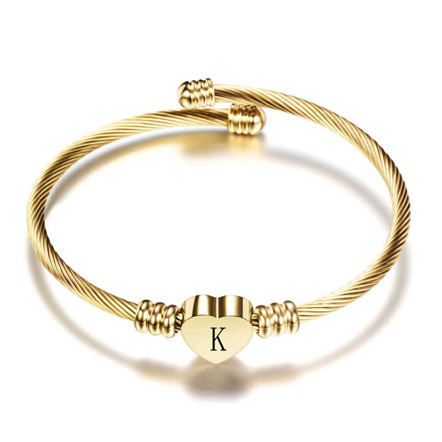 Guardurnaity de acero inoxidable para mujer, reemplazo decorativo portátil, hilo galvanizado, brazalete ajustable, adorno de joyería Ropa, zapatos y accesorios Miscelánea Letra K Guardurnaity AP018595-02