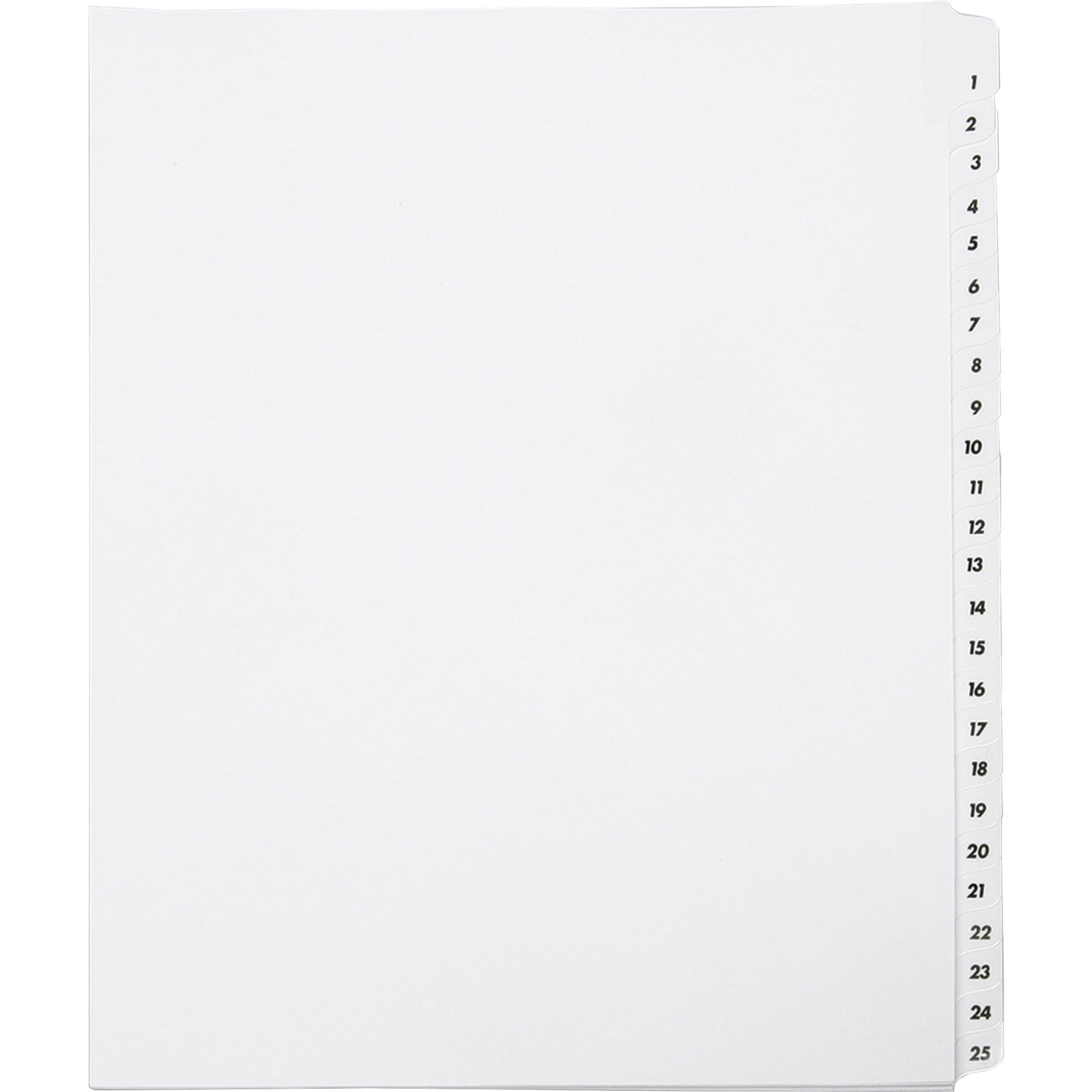 SKILCRAFT, NSN4072250, 1-25 Numeric Tab Divider Sheets, 1 / Set