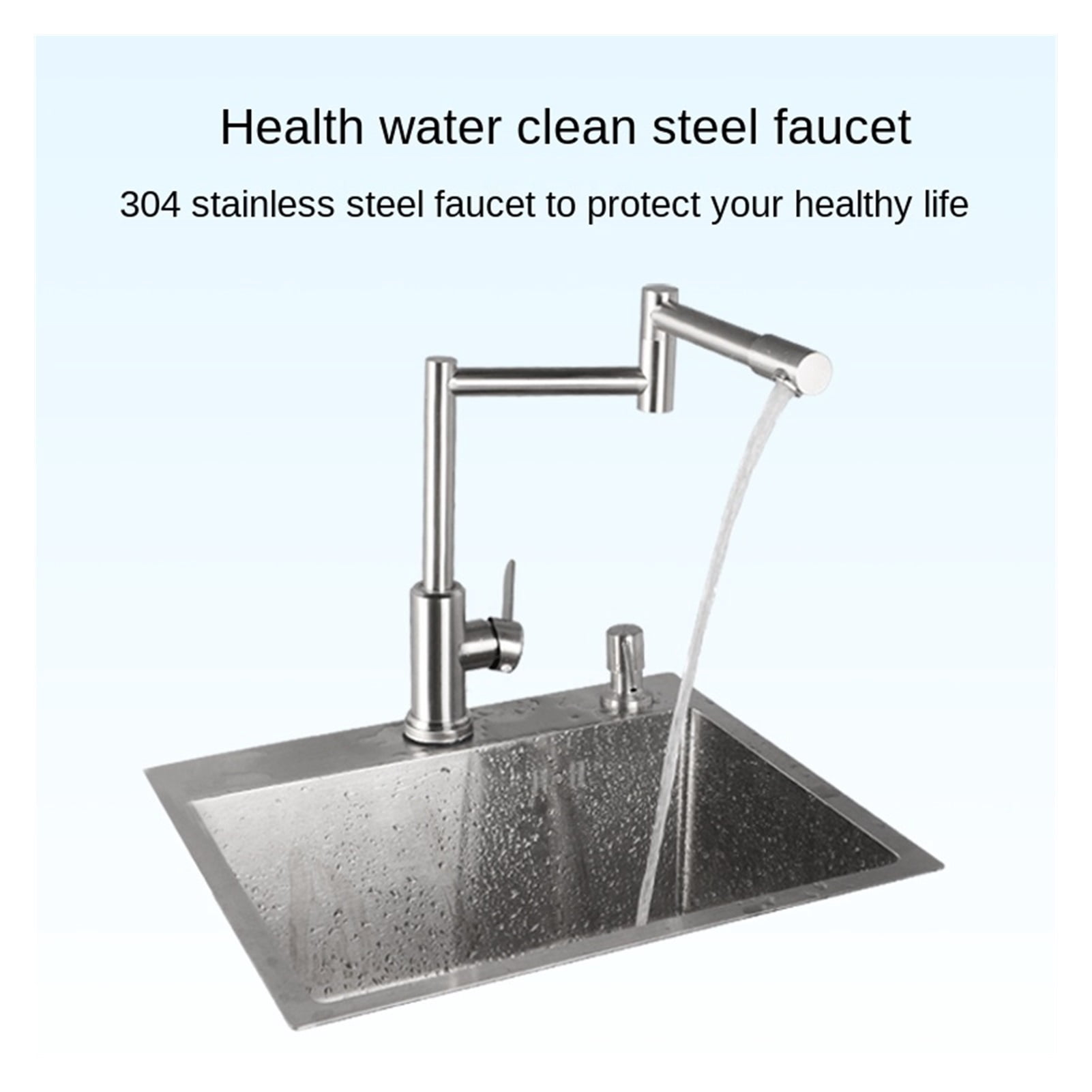 Folding Faucet 304 Stainless Steel Kitchen Faucet Sink Sink Sink Hot And Cold Water Faucet Rotatable ,360° Swivel Spout