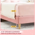 thumbnail image 6 of Homhougo Twin Bed Frame with Headboard, Velvet Upholstered Twin Platform Bed Frame for Girls, Strong Wooden Slats Support, Noise-Free, Easy Assembly (Pink), 6 of 6