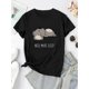 thumbnail image 2 of Camisetas para mujer Verano manga corta Tops para DeportesCreative English Raccoon Sleep Pattern Printed Women'S Trendy Round Neck Short Sleeve, Simple Casual Sports T-Shirt, Comfortable Summer Top, 2 of 6