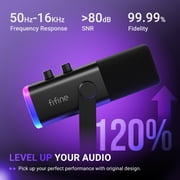FIFINE AM8 Dynamic Microphone with Boom Arm Stand, USB XLR Gaming Microphone Kit for PC Computer PS5 with RGB, Mute, Headphone Jack for Streaming AM8T