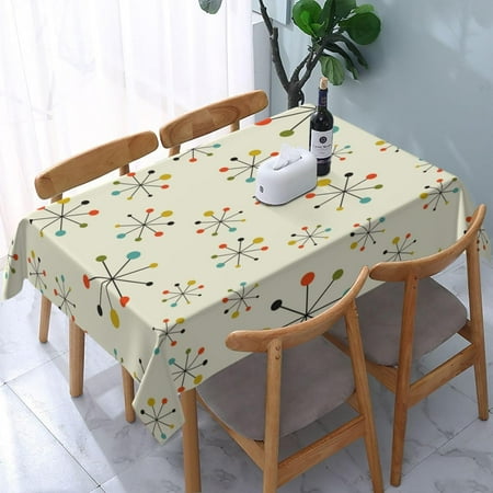 

Mid Century Modern Atomic Retro Tablecloth Oil-Proof Waterproof Kitchen Dining Room Decorative Table Cover for Party Outdoor Indoor 60x102