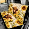 thumbnail image 3 of Jeiento Highland Cow Car Seat Cover Full Set of 14 Steering Wheel Cover Headrest Covers Seat Belt Strap Pads Cup Coasters Sunflower Armrest Cover Pad Automobile Accessories, 3 of 7