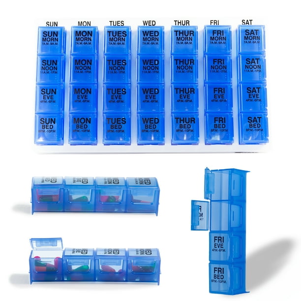 GMS 4 Times a Day Weekly Pill Reminder for Medications, Vitamins