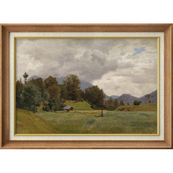 IDEA4WALL Premium Frame Wall Art Retro Countryside Village Forest Field Landscape Print Impressionism Nature Wilderness Wall Decor Rustic Famous Fine Art for Bedroom, Office - 26"x36" Natural