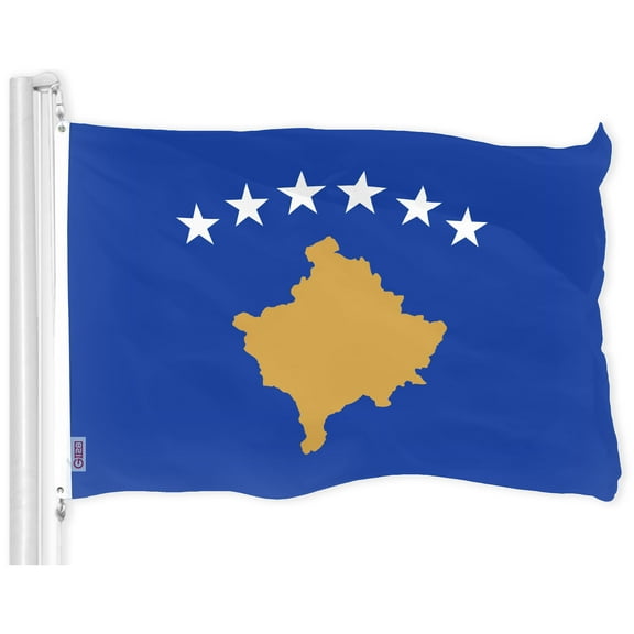 G128 Kosovo Kosovar Flag | 3x5 Ft | LiteWeave Pro Series Printed 150D Polyester | Country Flag, Indoor/Outdoor, Vibrant Colors, Brass Grommets, Thicker and More Durable Than 100D 75D Polyester