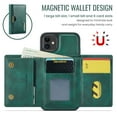 thumbnail image 4 of ELEHOLD Case for iPhone 11, Magnetic 2 in 1 Detachable Leather Wallet Case with Card Holder & Stand,Green, 4 of 7