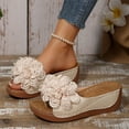 thumbnail image 5 of Bkhluea Womens Wedge Sandals Flower Summer Dressy Flat Open Toe Platform Shoes Casual Boho Slip on Beach Walking Sandals, 5 of 7