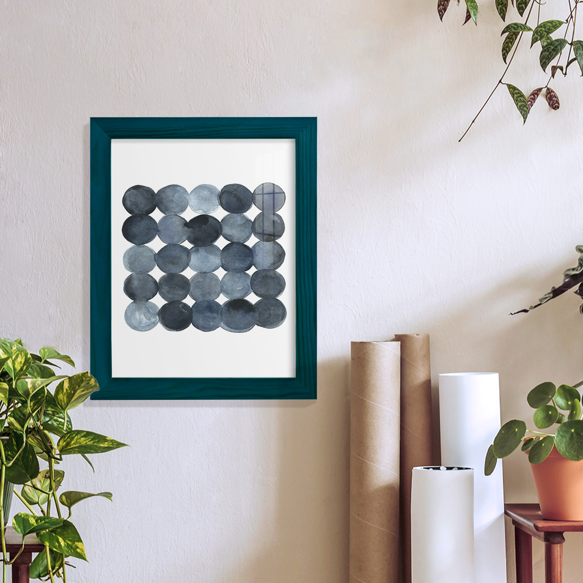 Blue Grey Density I -Framed Print w/glass-Ocean Blue