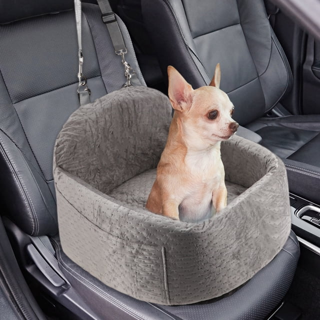 Asiento de Coche para Perros Unique Bargains para Perros Pequeños y Medianos, Asiento Elevador Desmontable, Seguro y Cómodo, Fácil Instalación, Gris