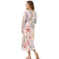 thumbnail image 2 of Tutolipy Starfish Shell Printed Women's Long Sleeve Nightgown V Neck Loungewear Lightweight Sleepwear Breathable Nightshirts for Fall Winter, M, 2 of 7