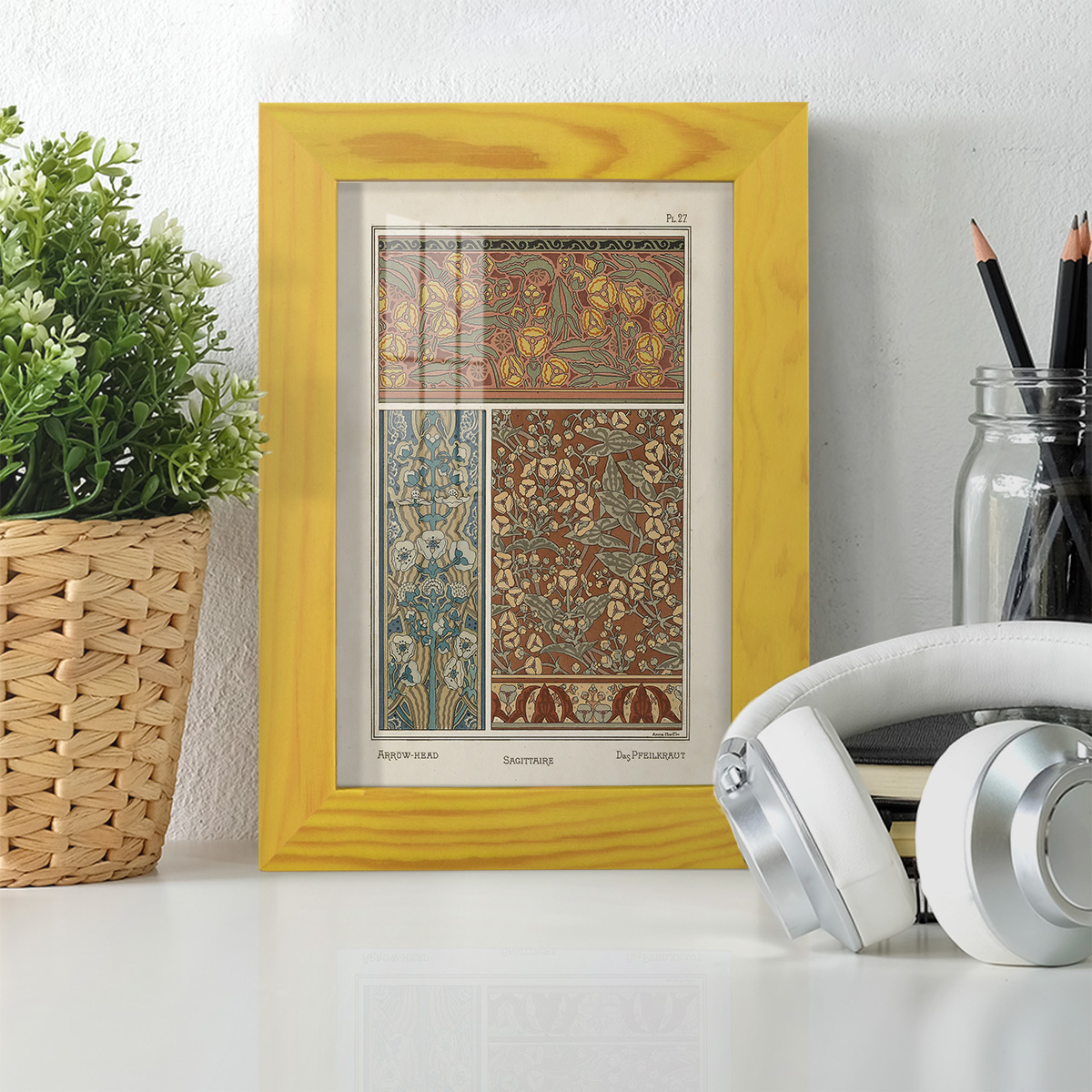 Nouveau Decorative II - Framed Print w/glass - Sunflower Yellow
