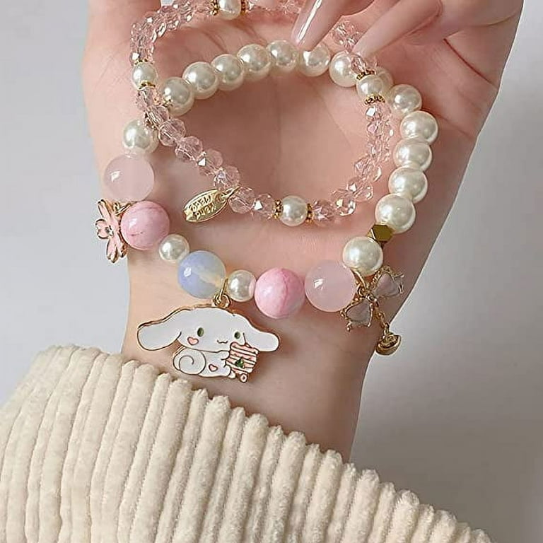 Valentine's Day! 4 pcs Crystal Bead Bracelet Kuromi and My Melody Bracelets Sanrio  Jewelry for Bff Friendship Best Friend Gift Cute Cartoon Kawaii Elastic  Beaded Bracelets for Girls Women 