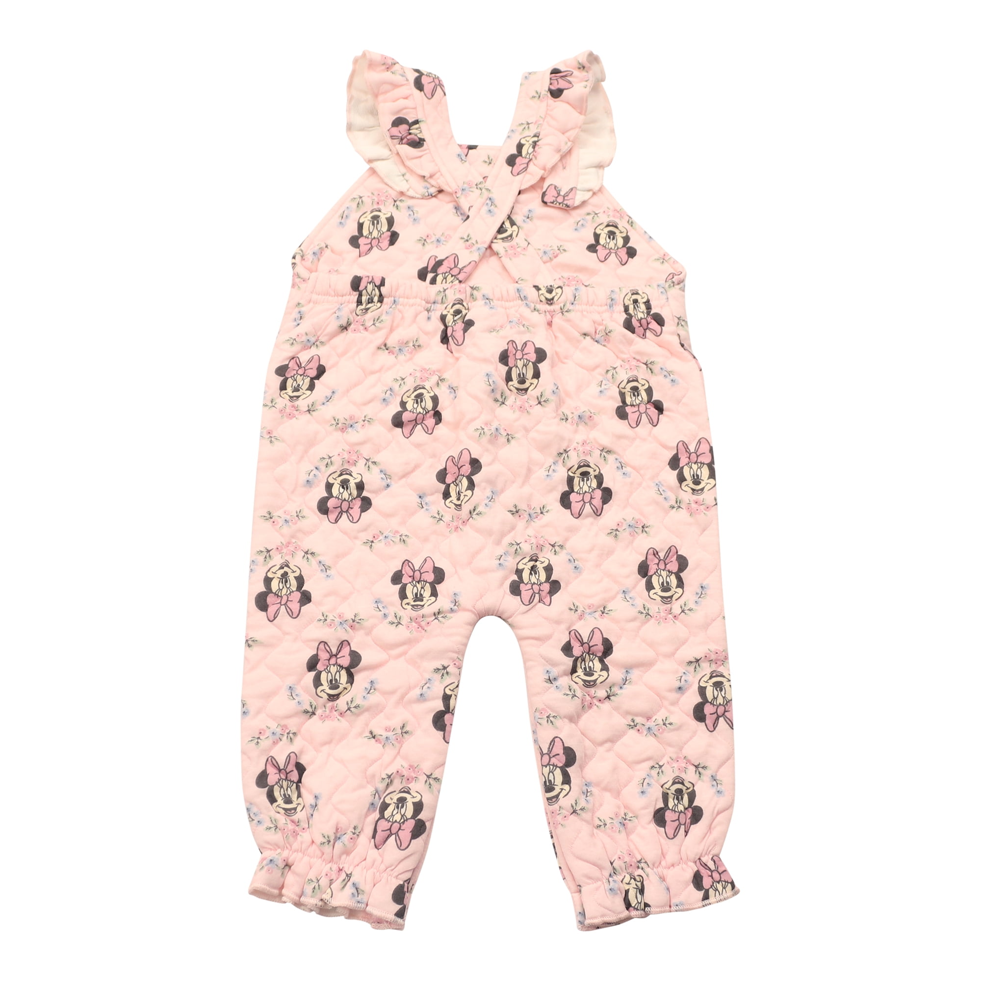 Disney Clothes Baby Girls 2-Piece Overall Set – Long Sleeve Top with Suspender Romper Minnie, Pooh, Bambi & Marie (Newborn–Infant)