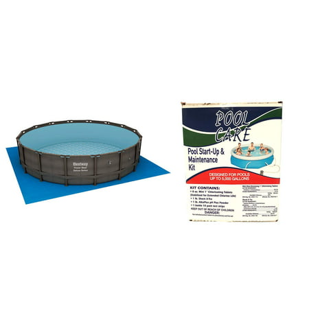 16ft x 48in Above Ground Pool and 1,050 Gallon Filter Pump, Filter Cartridge, Ladder, Ground Cloth, and Pool Cover & Qualco Pool Chemical Cleaning Kit (Best Way To Clean Cloth Shoes)